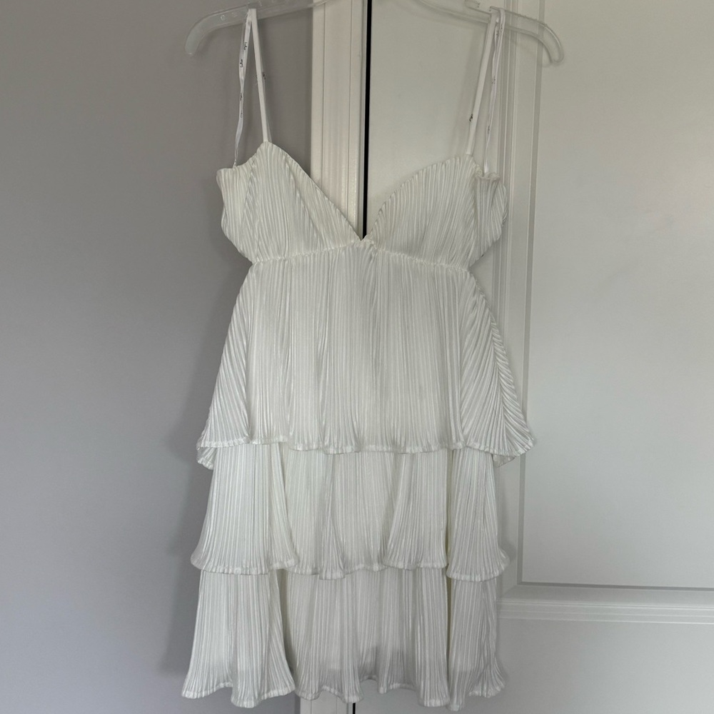 Lulus Sleek Satin Tiered Mini Dress